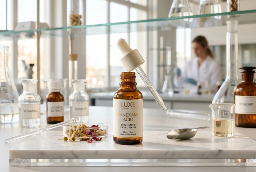 Formula serum Tranexamic Acid untuk mencerahkan flek hitam di laboratorium PDM Beauty Lab