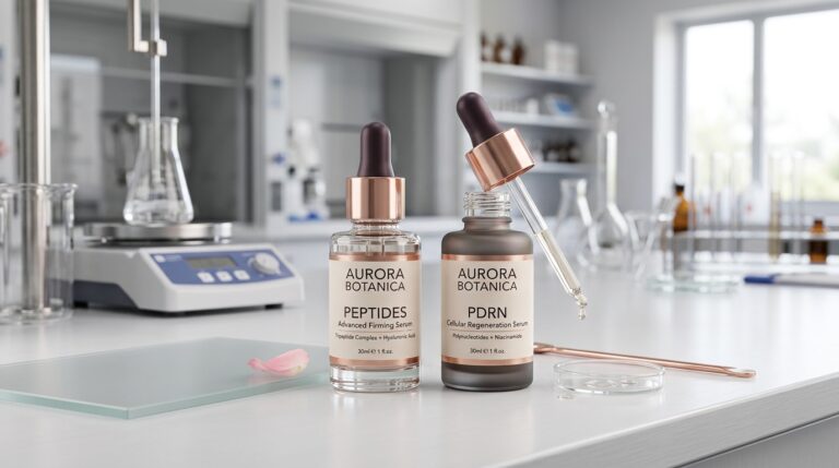 Formulasi skincare Peptides dan PDRN anti-aging di laboratorium maklon PDM Beauty Lab